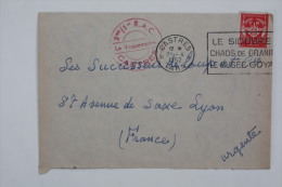 Enveloppe 1952 1er Reg Artillerie Coloniale Catres --> Lyon, Affr. Timbre FM YT 12 OMEC Sidobre - Sellos De Franquicias Militares