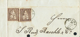 VARIETE DOUBLE IMPRESSION T/DE GAUCHE .TIMBRES OBLITERES .29.7.1874. C/.S.B.K. Nr:30. BAUMA . - Covers & Documents