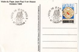 Carte Souvenir De La Visite Du Pape J;Paul Ii En Alsace.(  Visite A OBERNAI  11/10/1988 ) - Manifestazioni