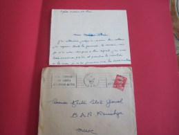 1949 Lettre D´Amour "enflammée "de Hyéres >1er Maître Pilote Gouel Base Aérienne Navale (B.A.N ) KOUIBGA (Maroc)OMEC RBV - Cartas & Documentos