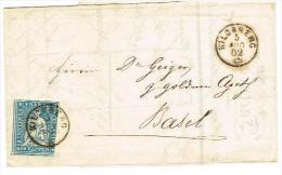 1862 . LETTRE OBLITERE .5.8.1862. KILCHSERG Pour BASEL C/.S.B.K. Nr:23G. MICHEL Nr:14IIBym. - Cartas & Documentos