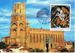 Carte Maximum Card  Albi   Cathédrale Avec Timbre Autocollant Cachet Fdc France  2009 Carte Vintage - Kirchen U. Kathedralen