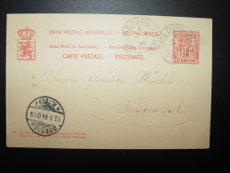 1894 LUXEMBOURG VILLE Pour DRESDEN ALLEMAGNE - Entiers Postaux