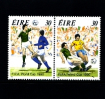 IRELAND/EIRE - 1990  WORLD CUP FOOTBALL CHAMPIONSHIP  PAIR  MINT NH - Unused Stamps
