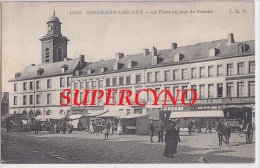 59 NORD N°1222 CONDE SUR L´ESCAUT LA PLACE UN JOUR DE MARCHE PHARMACIE JOSSE - Conde Sur Escaut