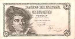 BILLETE DE ESPAÑA DE 5 PTAS DEL 1948 SERIE E CALIDAD MBC (BANKNOTE) - 5 Peseten