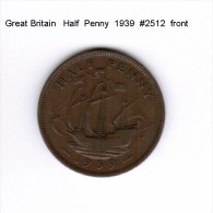 GREAT BRITAIN    1/2  PENNY  1939  (KM # 844) - C. 1/2 Penny