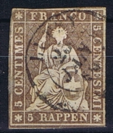 Switserland/Schweiz:  1854 Yv 26 C Paper Moyen, Vert, - Gebraucht