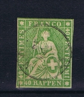 Switserland/Schweiz:  1864 Yv 30     Paper Epais   Vert , Used - Gebraucht