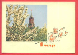 132481 / PROPAGANDA MOSCOW KREMLIN FLOWERS - 1 MAY 1965 Inter. Workers Day By DERGILEVA  / Stationery / Russia Russie - 1960-69