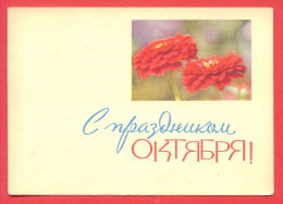 132522 / PROPAGANDA FLOWERS 1966 October REVOLUTION  By BEKETOVA / Stationery Entier / Russia Russie - 1960-69