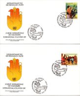 ONU GENEVE. N°167-8 Sur 2 Enveloppes 1er Jour (FDC's) De 1988. Volontaires/Agriculture/Vache. - Vaches