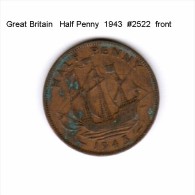 GREAT BRITAIN    1/2  PENNY  1943  (KM # 844) - C. 1/2 Penny