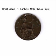 GREAT BRITAIN    1  FARTHING  1918  (KM # 808.1) - B. 1 Farthing