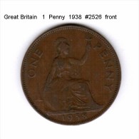 GREAT BRITAIN    1  PENNY  1938  (KM # 845) - D. 1 Penny