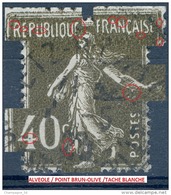 VARIÉTÉS FRANCE 1924/26 N° 193 TYPE 1 SEMEUSE 40 C  OBLITÉRÉ  DOS CHARNIÈRES - Gebruikt