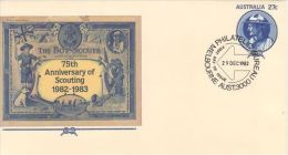 AUSTRALIA 1982  75TH ANNIVERSARY OF SCOUTING POSTAL STATIONERY FDC - Lettres & Documents