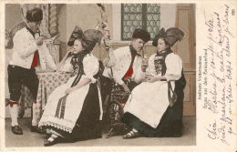 2 Couples En Costume Folklore  1906 Badische Volkstrachten Gruss Aus Dem Hanauerland - Sonstige & Ohne Zuordnung