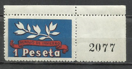 3257-SELLO BENEFICO CON BORDE DE HOJA MAGNIFICO  SELLO ESPAÑA GUERRA CIVIL FALANGE NUEVO EMITIDO SIN GOMA. 1937 1 PESETA - Nationalist Issues