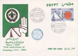 EGYPT 1988  75TH ANNIVERSARY OF SCOUTING  FDC - Storia Postale