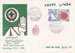 EGYPT 1988  75TH ANNIVERSARY OF SCOUTING  FDC - Lettres & Documents