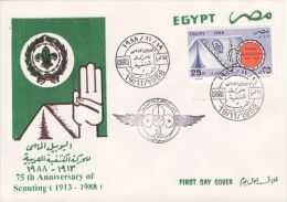 EGYPT 1988  75TH ANNIVERSARY OF SCOUTING  FDC - Briefe U. Dokumente