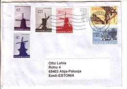 GOOD NETHERLANDS Postal Cover To ESTONIA 2013 - Good Stamped: Map / Animals ; Windmills - Covers & Documents