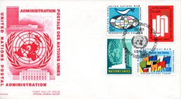 ONU GENEVE. N°7 + 9-10 & 12 Sur Enveloppe 1er Jour (FDC) De 1970. Série Courante/Drapeaux. - FDC