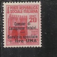 EMISSIONI LOCALI CASTIGLIONE D'INTELVI 1945 LIRE 1 SU 0.20 CENT. MNH - Local And Autonomous Issues