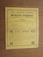 1937 Catalogue De Maison De Vente Prix Courant Général Cotation Marius Germac Paris XIVe - Catalogues For Auction Houses