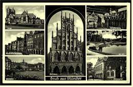 Gruss Aus Münster  - Universität - Rathaus - Schloss - Dom  -  Mehrbild Ansichtskarte Ca.1930    (2348) - Muenster