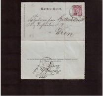 Kartenbrief K 8 Von Bruck Nach Wien 1888 - Stamped Stationery