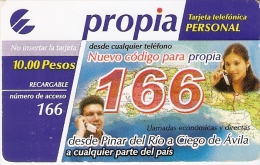 PR-018 TARJETA DE CUBA DE NUEVO SERVICIO 166 - Cuba