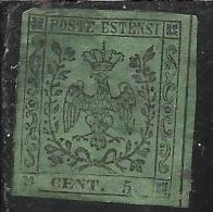 ANTICHI STATI ITALIANI ASI 1852 MODENA AQUILA ESTENSE CENT. 5c MH - Modène