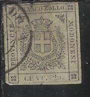 ANTICHI STATI ITALIANI ASI 1859 MODENA GOVERNO PROVVISORIO 20 CENT. LILLA GRIGIO CHIARO ANNULLATO USED - Modène