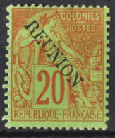 P 237 ++ RÉUNION 1891 MCHL 23 HINGED * PLAK(REST) - Unused Stamps