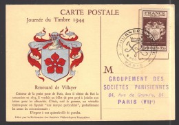 FRANCE Journée Du Timbre 1944 Obl. S/CP. FDC - ....-1949