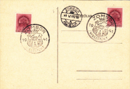 HUNGARIAN CROWN STAMPS, VISZATERT, COAT OF ARMS SPECIAL POSTMARK ON PC, 1941, HUNGARY - Briefe U. Dokumente