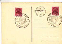 HUNGARIAN CROWN STAMPS, COAT OF ARMS SPECIAL POSTMARK ON PC, 1941, HUNGARY - Briefe U. Dokumente