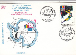 ROMANIAN EXPLORING IN ANTARCTIKA, ENVIRONEMENT RADIOACTIVITY, PENGUINS, SPECIAL COVER, 1992, ROMANIA - Explorers