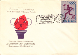 OLYMPIC GAMES, MONTREAL '76, OLYMPIC FLAME, SPECIAL COVER, 1976, ROMANIA - Ete 1976: Montréal