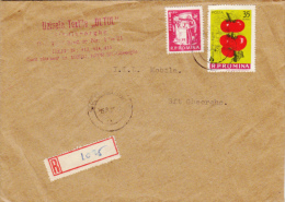 ATOMIC REACTOR, TOMATOES, STAMPS ON REGISTERED COVER, 1965, ROMANIA - Briefe U. Dokumente