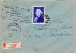 CARLO GOLDONI, WRITER, THEATRE, STAMPS ON REGISTERED COVER, 1958, ROMANIA - Briefe U. Dokumente