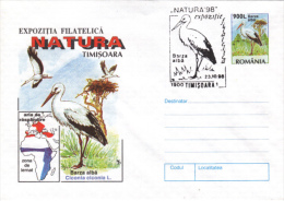 STORK, COVER STATIONERY, ENTIER POSTAL, 1998, ROMANIA - Storchenvögel