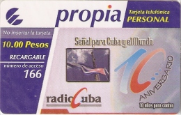 PR-036 TARJETA DE CUBA DEL 10 ANIV. DE RADIO CUBA (NUEVA-MINT) - Kuba