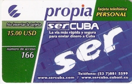 PRD-012 TARJETA DE CUBA PROPIA DE $15 DE SER CUBA - Cuba