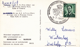 CARTE POSTALE – OBLITERATION MARIAGE ROI ALBERT II - 1959 - Briefe U. Dokumente