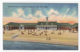 Bathing Beach Pavilion Falmouth Cape Cod Massachusetts 1943 Postcard - Cape Cod