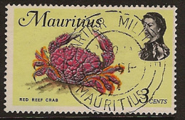 MAURITIUS 1969 3c Red Reef Crab SG 383 U MQ245 - Maurice (1968-...)