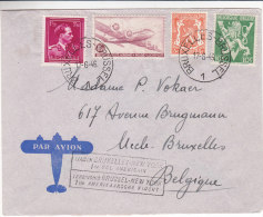 Belgique - Lettre De 1946 - 1er Vol Bruxelles - New York - Avions - Léopold III - V De Londres - Lion Héraldique - Briefe U. Dokumente